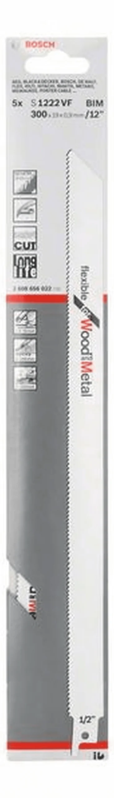 Bosch Säbelsägeblatt S 1222 VF Flexible For Wood And Metal 5er-Pack 2608656022 1 Bosch Säbelsägeblatt S 1222 VF Flexible For Wood And Metal 5er-Pack 2608656022