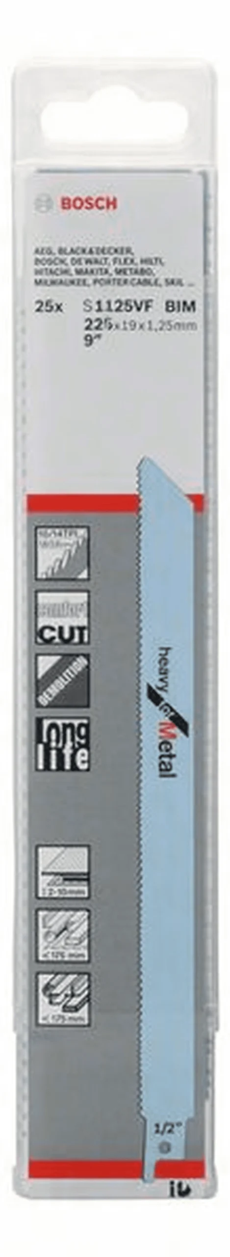Bosch Säbelsägeblatt S 1125 VF Heavy For Metal 25er-Pack 2608657556 1 Bosch Säbelsägeblatt S 1125 VF Heavy For Metal 25er-Pack 2608657556