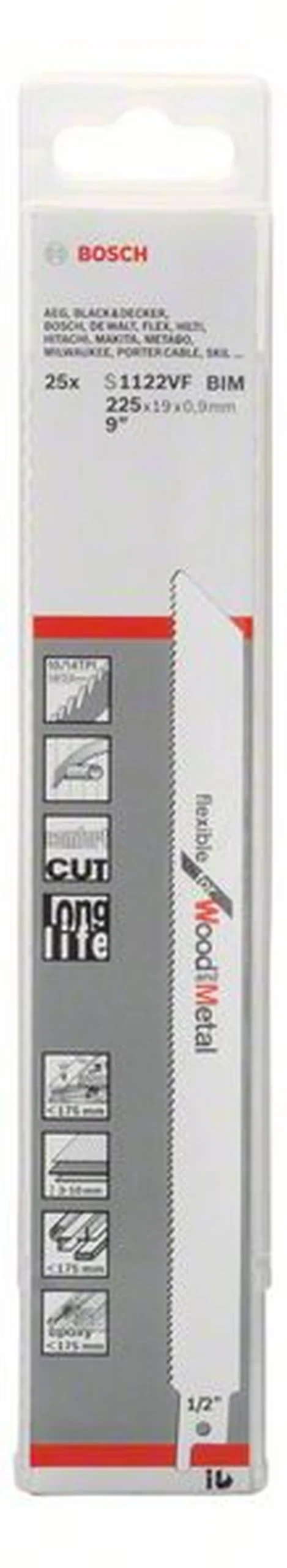 Bosch Säbelsägeblatt S 1122 VF Flexible For Wood And Metal 25er-Pack 2608657559 1 Bosch Säbelsägeblatt S 1122 VF Flexible For Wood And Metal 25er-Pack 2608657559