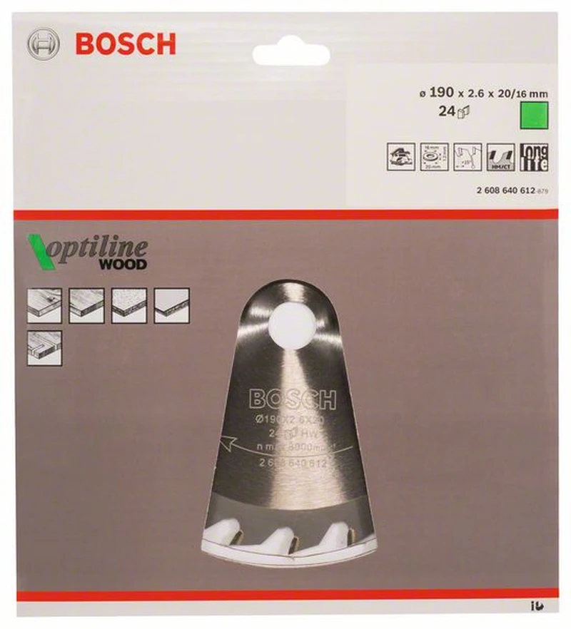 Bosch Kreissägeblatt Optiline Wood Für Handkreissägen 190 X 20/16 X 2,6 Mm 24 2608640612 1 Bosch Kreissägeblatt Optiline Wood Für Handkreissägen 190 X 20/16 X 2,6 Mm 24 2608640612