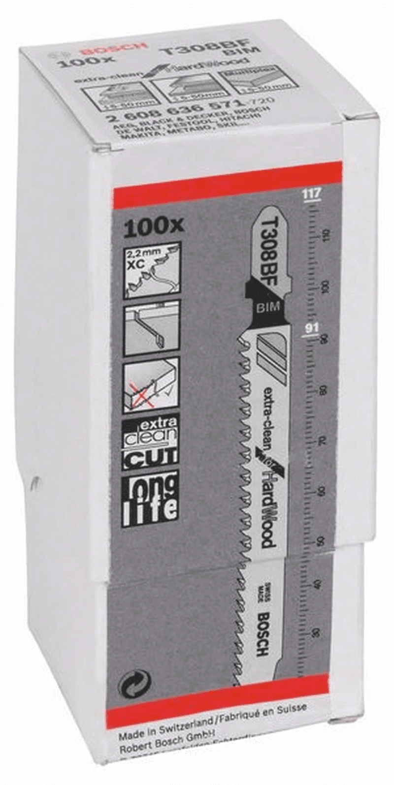 Bosch Stichsägeblatt T 308 BF Extraclean For Hard Wood 100er-Pack 2608636571 1 Bosch Stichsägeblatt T 308 BF Extraclean For Hard Wood 100er-Pack 2608636571